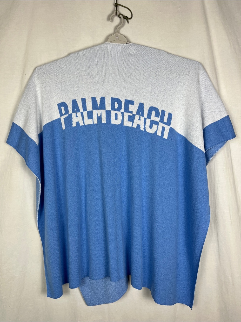 Town Pride Palm Beach Blue and White Knitted Shawl Cape